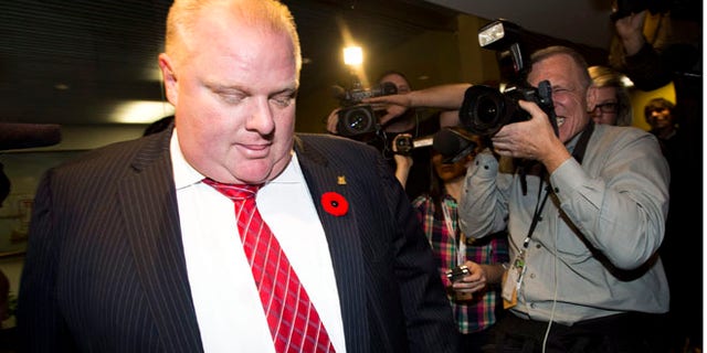 Nov. 8, 2013: Toronto Mayor Rob Ford leaves his office for the day in Toronto.