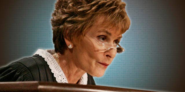 Judge Judy Sheindlin presides over a case on the set of her syndicated show "Judge Judy."