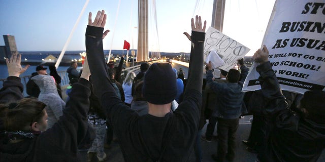 Protest stemming from the shooting death of Antonio Zambrano-Montes, Saturday, Feb. 21, 2015.