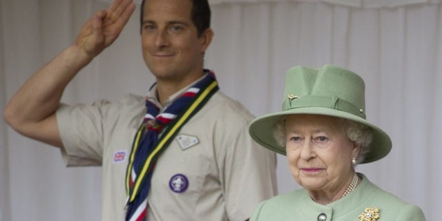 Britain's Queen Elizabeth attends the review of the National Parade of Queen's Scouts at Windsor Castle near London