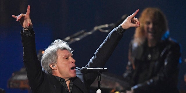 Jon Bon Jovi performs during the Rock and Roll Hall of Fame induction ceremony, Saturday, April 14, 2018, in Cleveland.