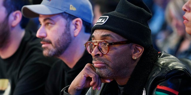 Jimmy Kimmel seated next to Spike Lee, who recently gave an expletive-laden anti-Trump speech at the Cannes Film Festival.