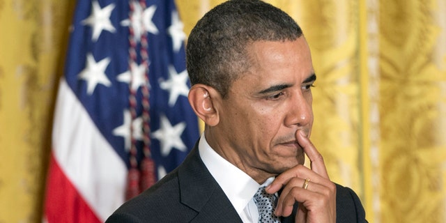 April 3, 2014: President Obama in the East Room of White House, in Washington, D.C.