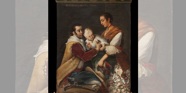 Painting by Miguel Cabrera. "From Spaniard and Morisca, Albino." Purchased by the Los Angeles County Museum of Art through funds by Kelvin Jones and partial gift from Christina Jones Janssen.