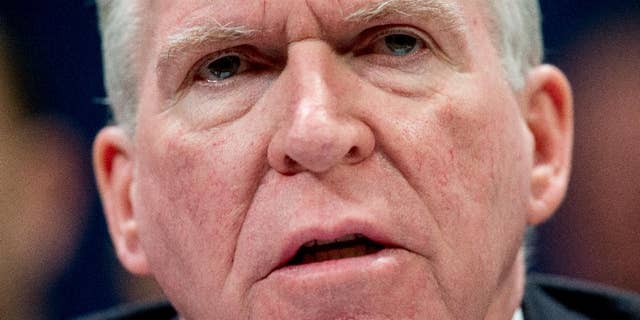 FILE - In this Feb. 25, 2016, file photo, CIA Director John Brennan speaks at a House Intelligence Committee hearing on world wide threats on Capitol Hill in Washington. Brennan will tell Congress on June 16, that Islamic State militants are training and attempting to deploy operatives for further attacks on the West and will rely more on guerrilla-style tactics to compensate for its territorial losses. (AP Photo/Andrew Harnik)