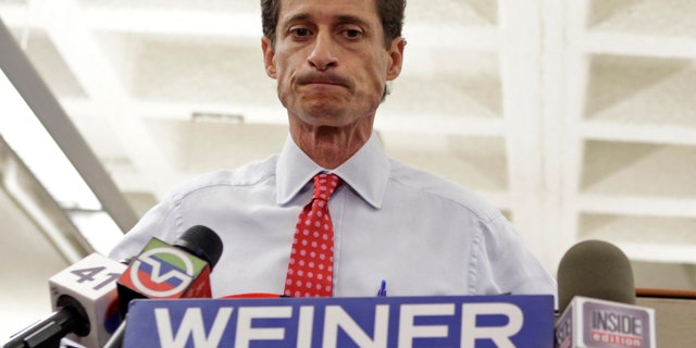 New York City Mayoral candidate Anthony Weiner during a news conference at the Gay Men's Health Crisis headquarters, Tuesday, July 23, 2013, in New York.