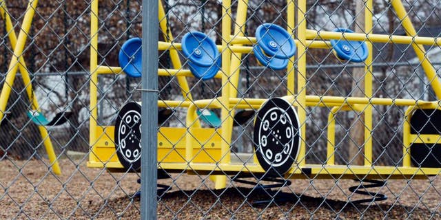In this photo taken Jan. 26, 2016, the empty playground at Trinity Lutheran Church in Columbia, Mo. Justice Neil Gorsuch's first week hearing Supreme Court arguments features a case that's giving school choice advocates hope for an easier use of public money for private, religious schools in dozens of states.