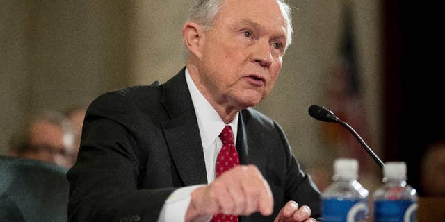 FILE - In this Tuesday, Jan. 10, 2017, file photo, Attorney General-designate, Sen. Jeff Sessions, R-Ala. testifies on Capitol Hill in Washington at his confirmation hearing before the Senate Judiciary Committee. The Senate is working overtime toward confirming President Donald Trump's close ally, Sessions, to become the nation's top law enforcement officer as attorney general. (AP Photo/Andrew Harnik, File)