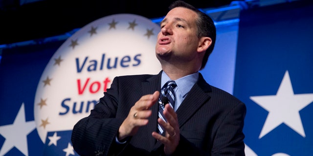 FILE: Sept. 26, 2014: Sen. Ted Cruz, R-Texas, at the 2014 Values Voter Summit in Washington, D.C.