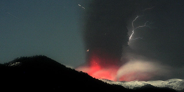 June 12: Lightning strikes over the Puyehue-Cordon Caulle volcano in Chile, seen from the international cross border way Cardenal Samore, in southern Chile.