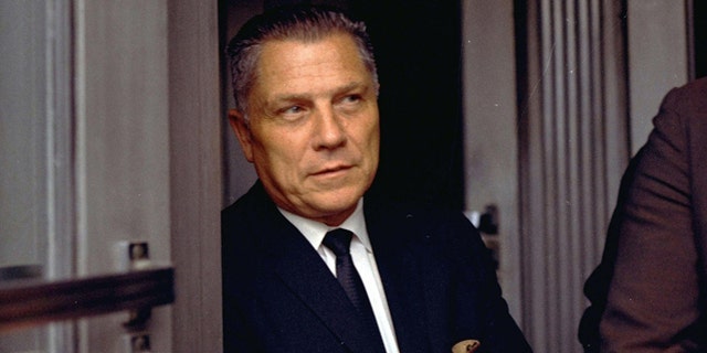 FILE - In this Aug. 21, 1969 file photo, Teamsters Union leader James Hoffa is shown in Chattanooga, Tenn. The FBI has seen enough merit in a reputed Mafia captain's tip to once again break out the digging equipment to search for the remains of Hoffa, last seen alive before a lunch meeting with two mobsters nearly 40 years ago. Tony Zerilli told his lawyer that Hoffa was buried beneath a concrete slab in a barn in a field in suburban Detroit in 1975. (AP Photo/File)