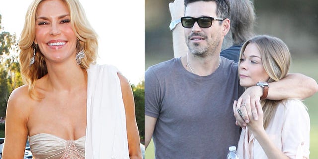 Brandi Glaville, left, and ex-husband Eddie Cibrian with new wife LeAnn Rimes.