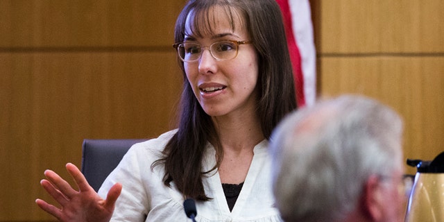 March 6, 2013: Jodi Arias answers written questions from the jury during her murder trial in Maricopa County Superior Court in Phoenix. Arias is on trial for the 2008 murder of Travis Alexander.