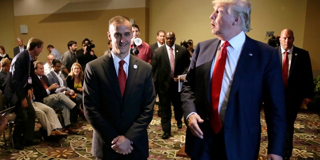 Republican candidate Donald Trump and campaign director Corey Lewandowski in a 2015 photo archive. (Associated Press)