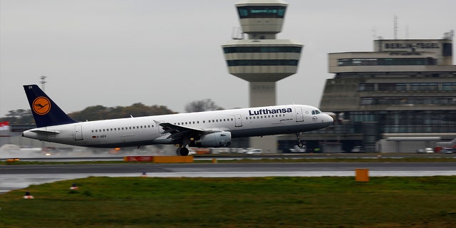 A Lufthansa Airbus A321-200 plane takes off at Tegel airport in Berlin, Germany.