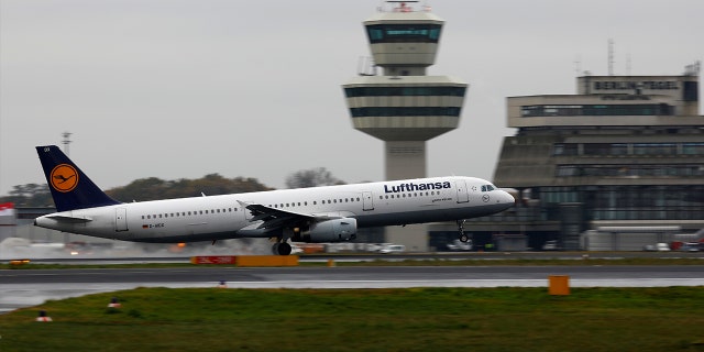 A Lufthansa Airbus A321-200 plane takes off at Tegel airport in Berlin, Germany.