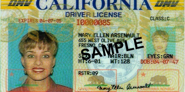 391501 01: This undated photo shows a redesign of California''s State drivers license for the prevention of theft identity and reproduction. The printing technology that is used is similar to the new US currency, which alsoprevents people from photocoping and scanning. (Courtesy of Polaroid/Getty Images)