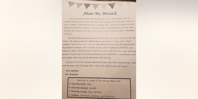 The letter Chloe Bressack wrote to parents and students.