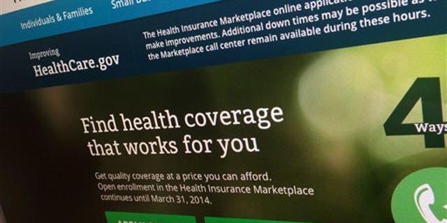 This photo of part of the HealthCare.gov website is photographed in Washington, on Nov. 29, 2013. The beleaguered health insurance website has had periods of down times as as the government tries to fix the problems. (AP Photo/Jon Elswick)