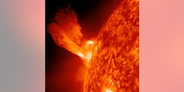 This still from a NASA video shows the New Year's Eve sun eruption of Dec. 31, 2012, to kick off the New Year. NASA's Solar Dynamics Observatory captured the video.