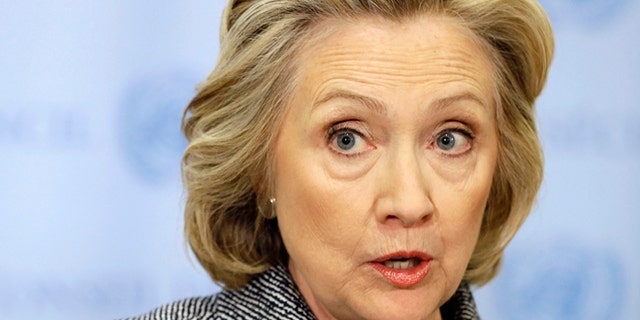 FLE - March 10, 2015: Hillary Rodham Clinton speaks to the reporters at United Nations headquarters.