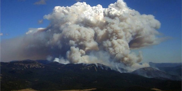 Smoke rises from the Moonlight fire, which burned in Plumas and Lassen counties in California for 22 days in September 2007.
