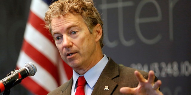 FILE - March 20, 2015: Sen., Rand Paul, R-Ky. speaks in Manchester, N.H.