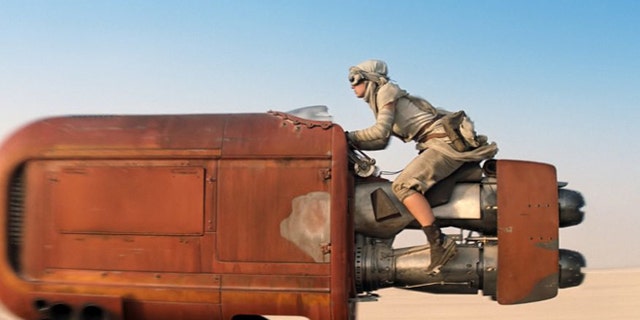 A scene is shown from the upcoming film, "Star Wars: The Force Awakens," expected in theaters on Dec. 18, 2015.