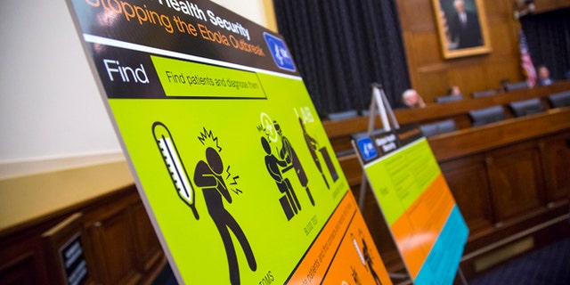 U.S. Centers for Disease Control and Prevention (CDC) educational materials are displayed at a hearing of a House Foreign Affairs subcommittee, about the Ebola crisis in West Africa, on Capitol Hill in Washington August 7, 2014. Dr Thomas Frieden, the director of the U.S. Centers for Disease Control and Prevention, said on Thursday he has activated the agency's emergency operation center at the highest response level to help respond to the worst Ebola outbreak in history. REUTERS/Jonathan Ernst (UNITED STATES - Tags: POLITICS HEALTH) - RTR41MGQ