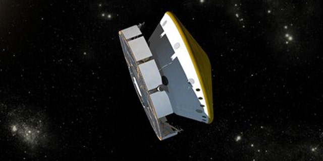 This artist concept provided by NASA shows the Curiosity rover cruising toward Mars.