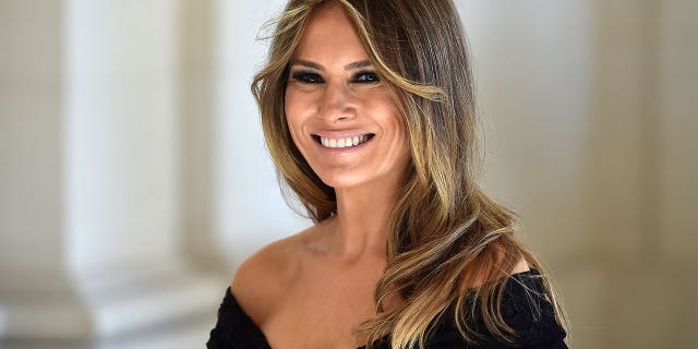 FILE -- First lady Melania Trump arrive for a group picture at the Royal Castle of Laeken in Brussels, May 25, 2017.