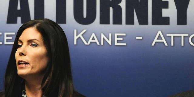 FILE - In this Feb. 13, 2015, file photo, Pennsylvania Attorney General Kathleen G. Kane speaks during a news conference in Scranton, Pa. Kane, the first woman and first Democrat elected attorney general in Pennsylvania, was charged Thursday, Aug. 6, 2015, with perjury, obstruction, abuse of office, conspiracy and false swearing. She is expected to surrender and be arraigned within two days. (Butch Comegys/The Times & Tribune via AP)