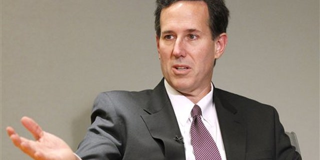 In this Dec. 7, 2010, photo, former Pennsylvania Sen. Rick Santorum is interviewed by The Associated Press in Washington.
