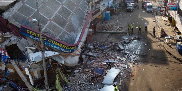 Rubble from the earthquake in Manta, Ecuador, on April 20.