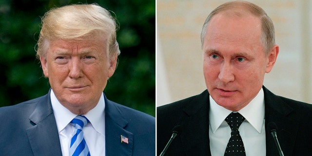 Former President Donald Trump, left, and Russian President Vladimir Putin, right.