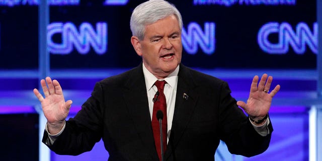 El aspirante a la candidatura presidencial republicana y ex presidente de la Cámara de Representantes Newt Gingrich habla durante un debate de precandidatos republicanos en Washington DC, la noche del martes 22 de noviembre de 2011. (Foto AP/Evan Vucci)