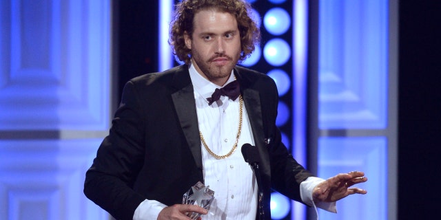 T.J. Miller accepts the "Best Supporting Actor - Comedy" award for his role on the HBO series "Silicon Valley" at the 5th Annnual Critics' ChoiceTelevision Awards in Beverly Hills, California May 31, 2015. REUTERS/Kevork Djansezian - TB3EB6101JBC9