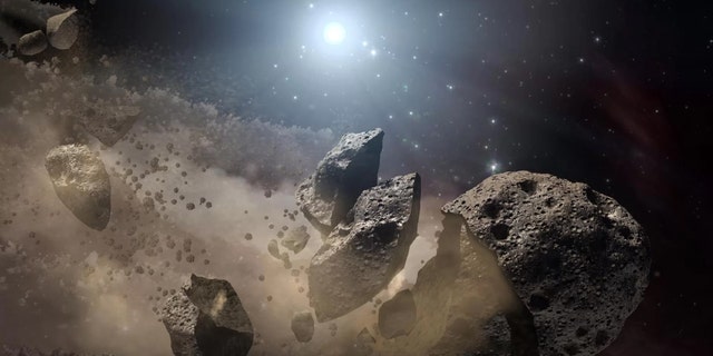 Researchers have found that a family of asteroids that dates back to the solar system's early days. Here is an artist's concept of a broken-up asteroid. The leftover building blocks of the solar system, called planetesimals, were similarly fragmented, and they drifted apart over time. (Credit: NASA/JPL-Caltech)