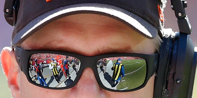 ADVANCE FOR WEEKEND EDITIONS, NOV. 9-10 - FILE - In this Oct. 27, 2013 file photo, Cleveland Browns coach Rob Chudzinski walks the sideline during the first half of an NFL football game against the Kansas City Chief in Kansas City, Mo. The Browns hit the bye week in better shape than they've been in years, and Chudzinski deserves much of the credit. (AP Photo/Ed Zurga, File)