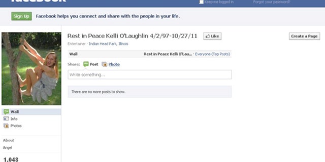 Facebook tribute pages to Kelli O'Lauglin have been increasing in number since the news of the teen's death.