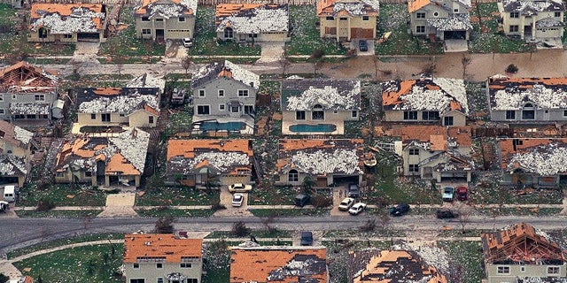 The damage caused by Hurricane Andrew in a neighborhood between Homestead and Florida City, Fla. The storm left a record $25 billion in damage and its impact on South Florida was the most significant.
