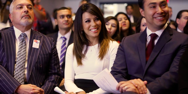 Henry R. Munoz III, Eva Longoria and Rep. Joaquin Castro launched The Latino Victory Project, Monday, May 5, 2014.