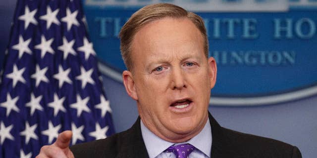 White House press secretary Sean Spicer speaks during the daily press briefing, Wednesday, Feb. 8, 2017, at the White House in Washington. (AP Photo/Evan Vucci)
