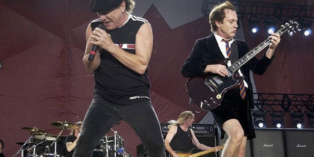 AC/DC performing: Brian Johnson and Angus Young (l-r)