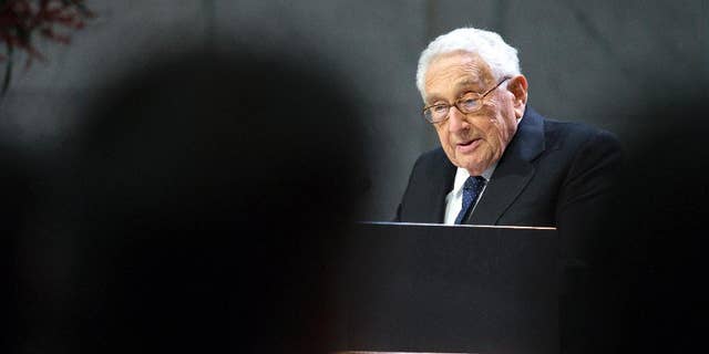 Former US Secretary of State Henry Kissinger speaks at the Nobel Peace Prize Forum in Oslo, Sunday, Dec. 11, 2016. (Terje Bendiksby/NTB scanpix via AP)