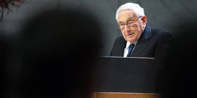 Former US Secretary of State Henry Kissinger speaks at the Nobel Peace Prize Forum in Oslo, Sunday, Dec. 11, 2016. (Terje Bendiksby/NTB scanpix via AP)