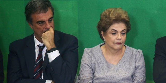 Brazilian President Dilma Rousseff and Attorney General Jose Eduardo Cardozo on March 22, 2016.