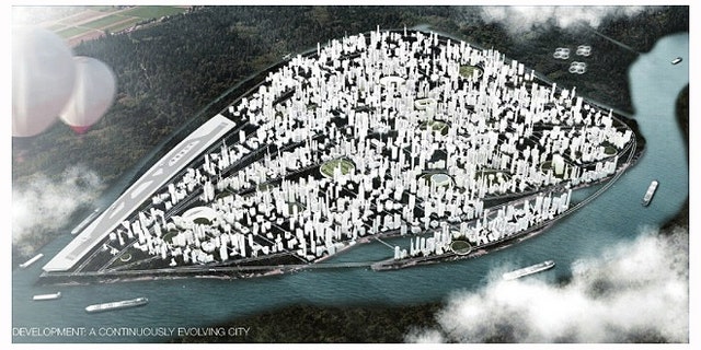 An architectural rendering of what Liberland could look like once populated.