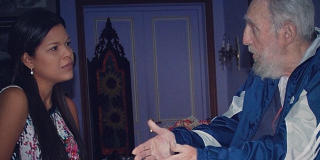 Maria Gabriela Chavez and Fidel Castro meet in Havana, Cuba, in April 2014.