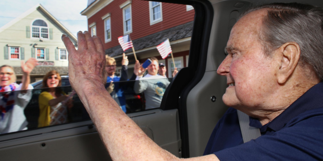 Former President George H.W. Bush arrived at his summer home in Maine on Sunday evening.